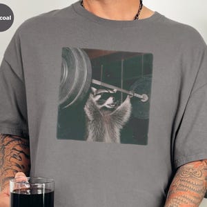 Gym Pumpcover Shirt, Raccoon Bodybuilding Humor Tee, Muscle Mommy Gift, Vintage Graphic Unisex Cotton Blend, Sarcastic Workout Apparel image 4