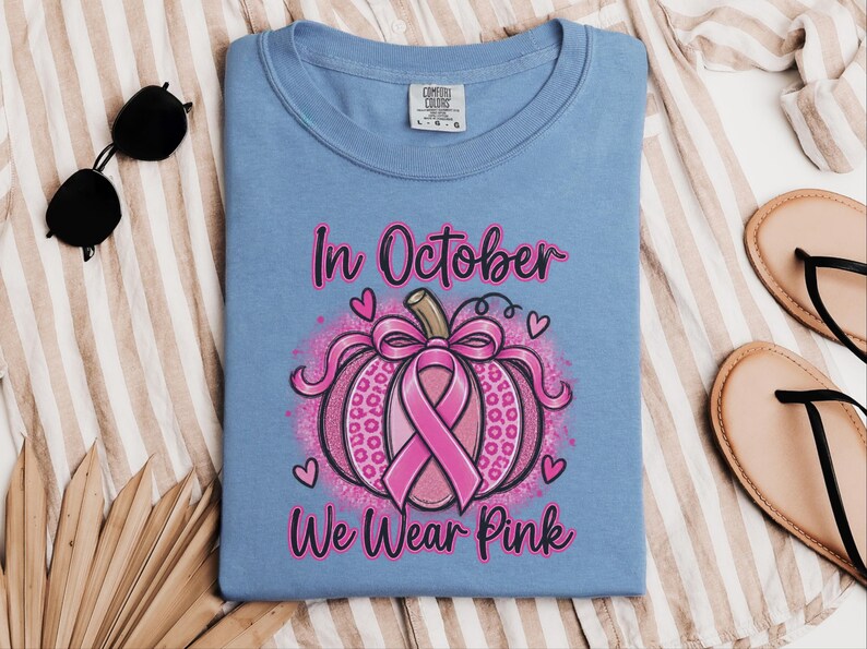 In oktober dragen we een roze shirt, een pompoencadeau ter bevordering van borstkankerbewustzijn, een roze lint-herfstshirt, een hoodie met steunmotief en een shirt voor overlevenden. afbeelding 3