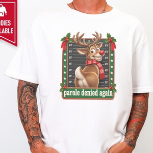 Christmas Family Shirt, Funny Christmas Sweatshirt, Reindeer Mugshot Holiday Tee, Naughty List Vacation Top image 8