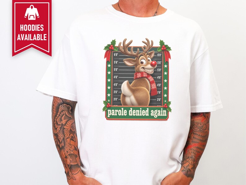 Christmas Family Shirt, Funny Christmas Sweatshirt, Reindeer Mugshot Holiday Tee, Naughty List Vacation Top image 8