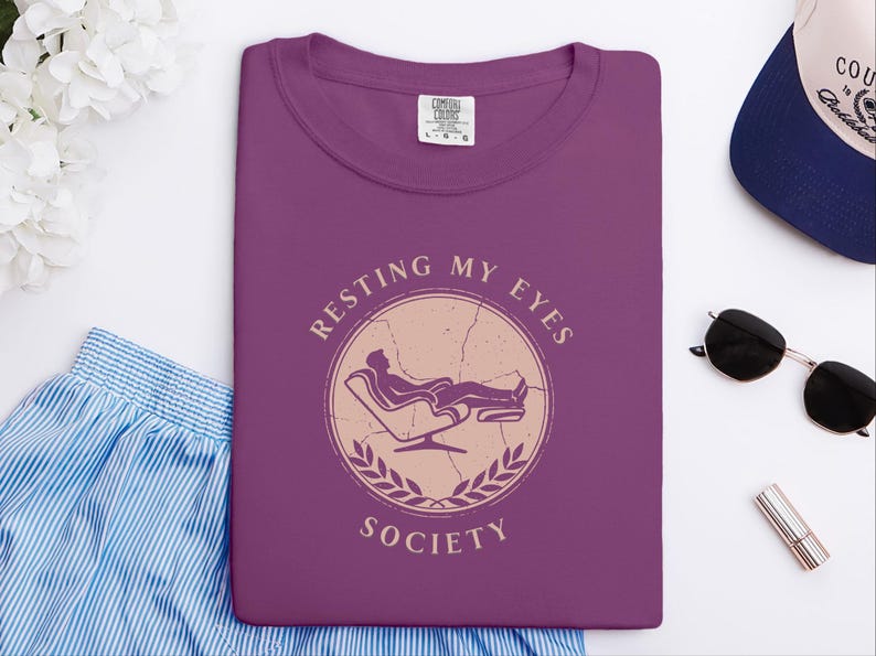 Comfort Colors Resting My Eyes Society T-Shirt, Funny Napping Tee for Men, Vintage Dad Humor Shirt, Sarcastic Sleep Lover Tee, Resting Eyes image 1