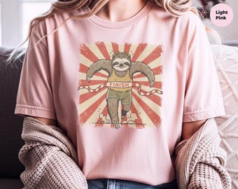 Funny Sloth Shirt, Track Field Shirt, Gym Motivation, Quirky Animal, Marathon Runner Tee, Sloth Lover Gift, Sports Parody