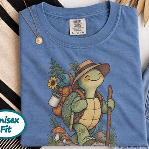 Turtle Lover Shirt, Hiking Gift Women, Camping Lover Gift, Outdoor Nature Tee, Wildlife Walking Shirt image 6