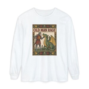 Medieval Dragon Shirt, Funny Old Man Gift, Fantasy Reader Tee, Knight Costume, Medieval Manuscript Graphic Tee image 14