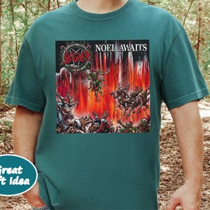 Heavy Metal Christmas Shirt, Death Metal T Shirt, Thrash Metal Tee, Metalhead Gift, Rock Band Merch, Dark Christmas Humor, Slayer Parody image 8