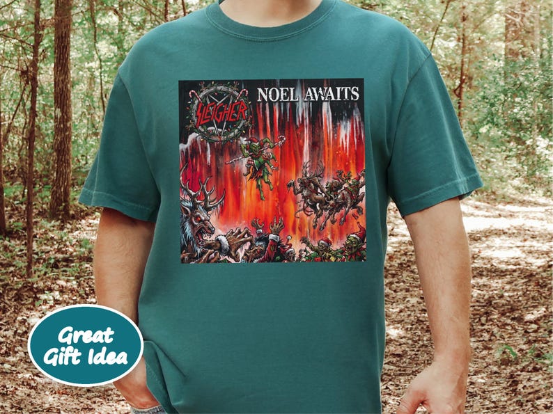 Heavy Metal Christmas Shirt, Death Metal T Shirt, Thrash Metal Tee, Metalhead Gift, Rock Band Merch, Dark Christmas Humor, Slayer Parody image 8