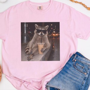 Raccoon Iced Coffee Shirt, Raccoon Lover Gift, Animal Meme Tee, Cool Trash Panda Gift image 10