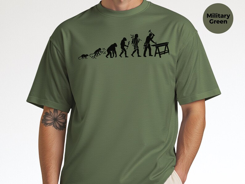 Builder Humor Evolution Of A Carpenter Tee, Funny Woodworker Shirt, Handyman Tradesman, Craftsman Blue Collar Apparel, Wood Working Gifts image 3