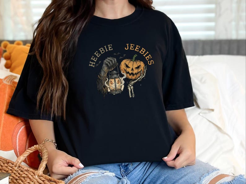 Comfort Colors Grim Reaper Pattern Heebie Jeebies Shirt, Horror Figure Apparel, Vintage Lantern, Gothic Halloween Scary Tee, Thing Hand image 5