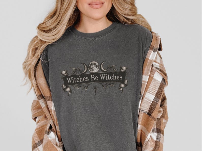 Witch Shirt Women, Funny Witch Tee, Witchy Fall Shirt, Vintage Witch Shirt, Witches Be Witches, Gothic Witch Tee image 2