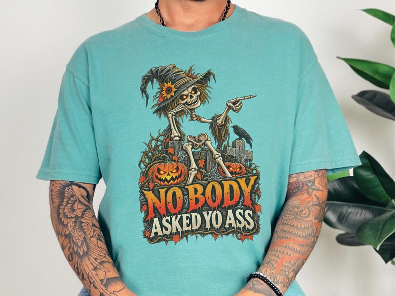 Funny Skeleton Shirt, Dark Humor Tee, Sarcastic Halloween Tee, Nobody Asked Yo Ass, Offensive Humor Shirt image 4