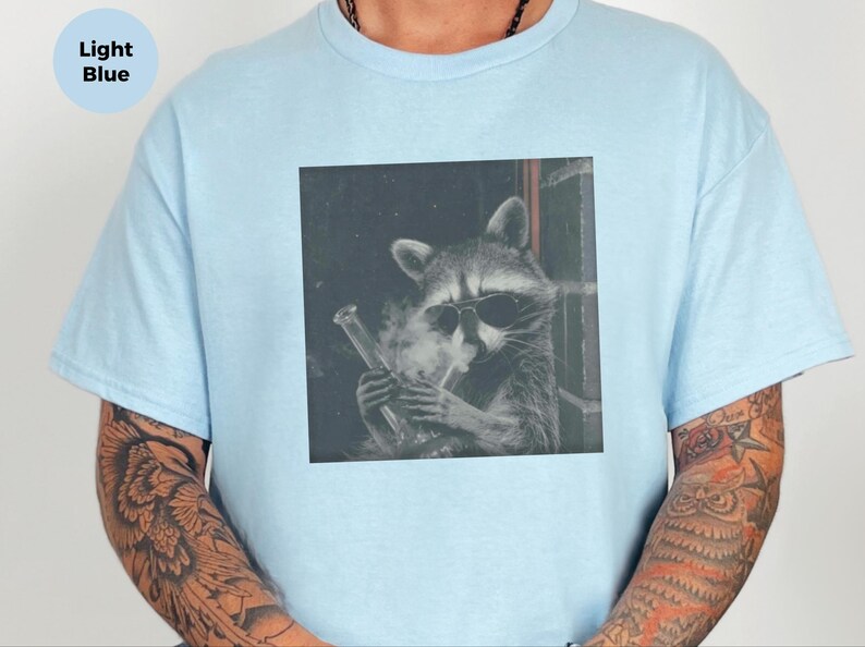 420 T Shirt, Raccoon Hitting A Bong, Funny Stoner Graphic Tee, Marijuana Humor Shirt, Trash Panda Weed Lover, Adult Smoker Apparel image 10