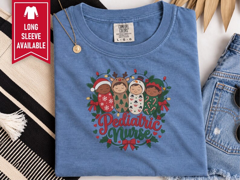 Christmas Pediatric Nurse Shirt, Peds Nurse Christmas Gift, Pediatric Nursing Tee, Nicu Nurse Xmas Top Bild 4