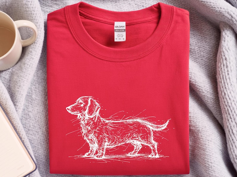 Camiseta con dibujo de perro salchicha / Camiseta de perro salchicha, regalo para amantes de los perros salchicha, ropa para perros salchicha imagen 5