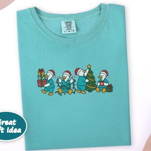 Christmas Scrub Top, Holiday Duck Shirt, Nurse Christmas Gift, Medical Staff Tee, Festive Doctor Sweater image 4