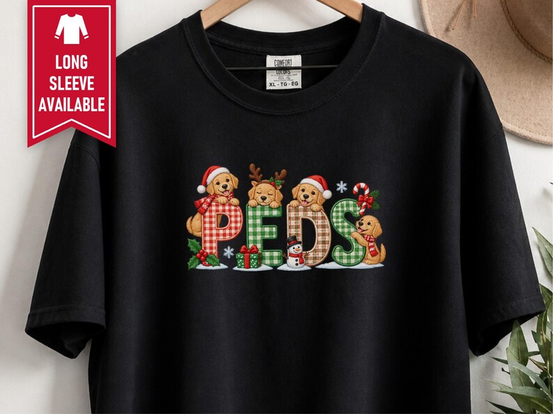 Christmas Peds Nurse Shirt, Golden Retriever Christmas Gift, Pediatric Nurse Sweatshirt, Peds Nurse Holiday Tee image 7