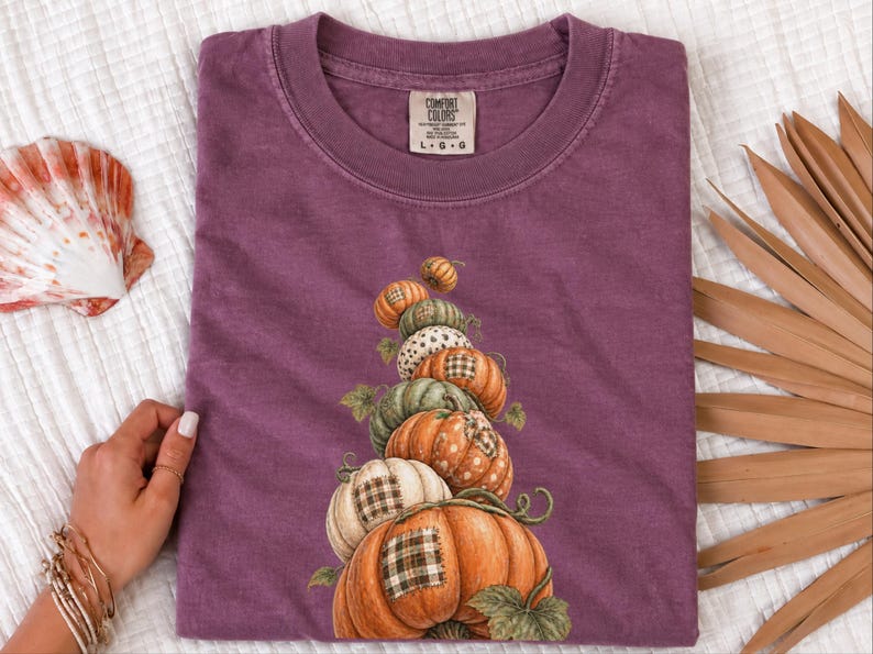Camiseta de calabaza de otoño, camiseta bohemia de calabaza, regalo de temporada de cosecha, camiseta otoñal estilo cottagecore, top de Acción de Gracias, sudadera de calabaza patchwork imagen 7