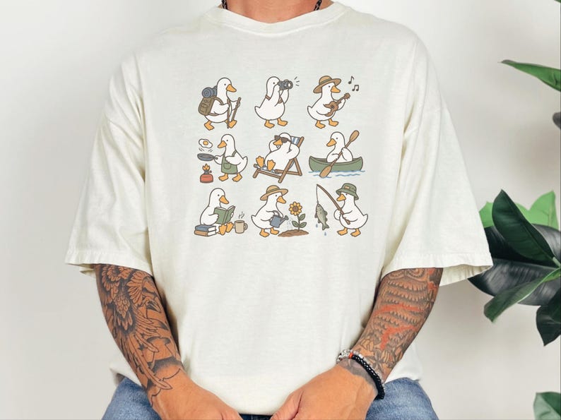 Regalo para amantes de los patos, camiseta para amantes del camping, regalo de senderismo para él, camiseta para amantes de la naturaleza, camiseta de pato adorable imagen 6