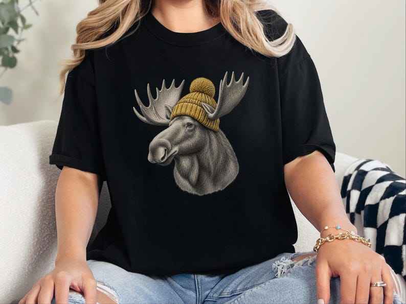 Moose Shirt, Moose Lover Gift, Vintage Animal Shirt, Wildlife Crewneck, Cabin Life Tee image 5