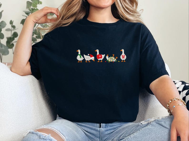 Christmas Goose Shirt, Funny Holiday Tee, Festive Goose Gift, Christmas Geese Sweatshirt, Bird Lover Present image 6