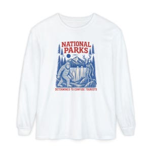 National Park Shirt, Bigfoot Cryptid Gift, Funny Camping Shirt, Retro Sasquatch Tee, Determined To Confuse Tourists image 14