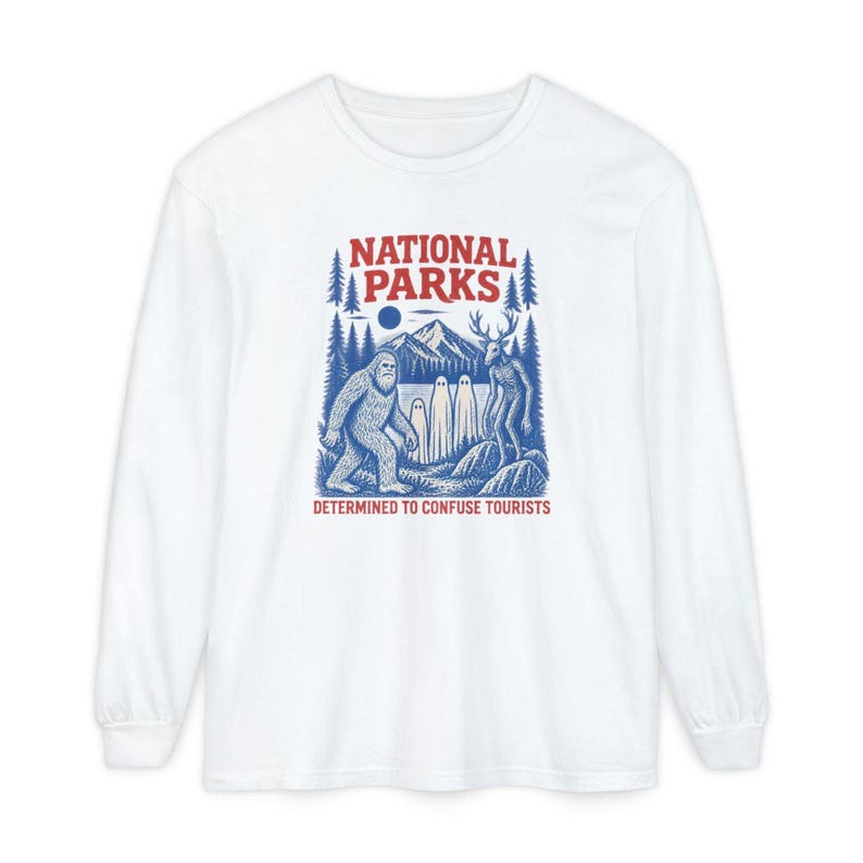 National Park Shirt, Bigfoot Cryptid Gift, Funny Camping Shirt, Retro Sasquatch Tee, Determined To Confuse Tourists image 14