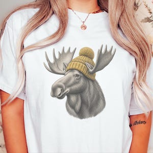 Moose Shirt, Moose Lover Gift, Vintage Animal Shirt, Wildlife Crewneck, Cabin Life Tee image 7