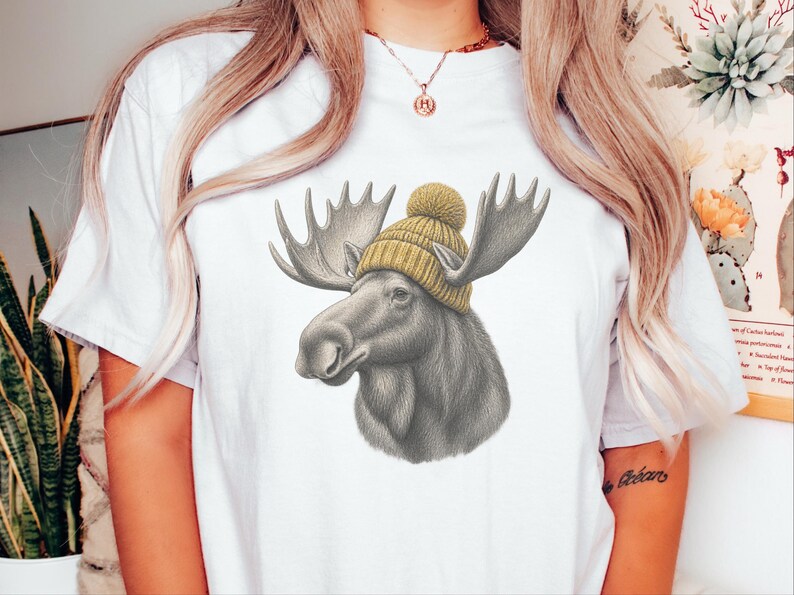 Moose Shirt, Moose Lover Gift, Vintage Animal Shirt, Wildlife Crewneck, Cabin Life Tee image 7
