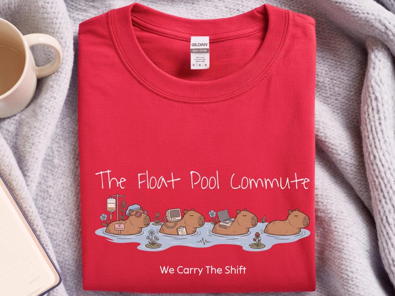 T-shirt voor verpleegkundigen in het drijfbad, grappig T-shirt voor verpleegkundigen met drijfbadthema, Capybara Comfort Colors, cadeau voor medisch personeel in de nachtdienst, Capybara-shirt afbeelding 3