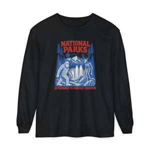 National Park Shirt, Bigfoot Cryptid Gift, Funny Camping Shirt, Retro Sasquatch Tee, Determined To Confuse Tourists image 13
