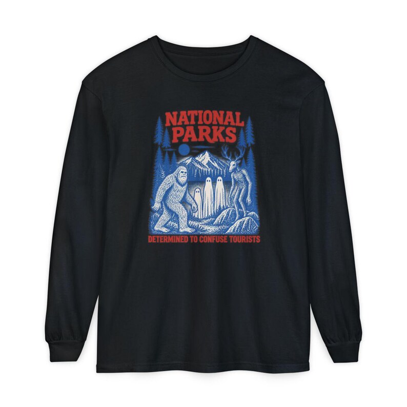 National Park Shirt, Bigfoot Cryptid Gift, Funny Camping Shirt, Retro Sasquatch Tee, Determined To Confuse Tourists image 13