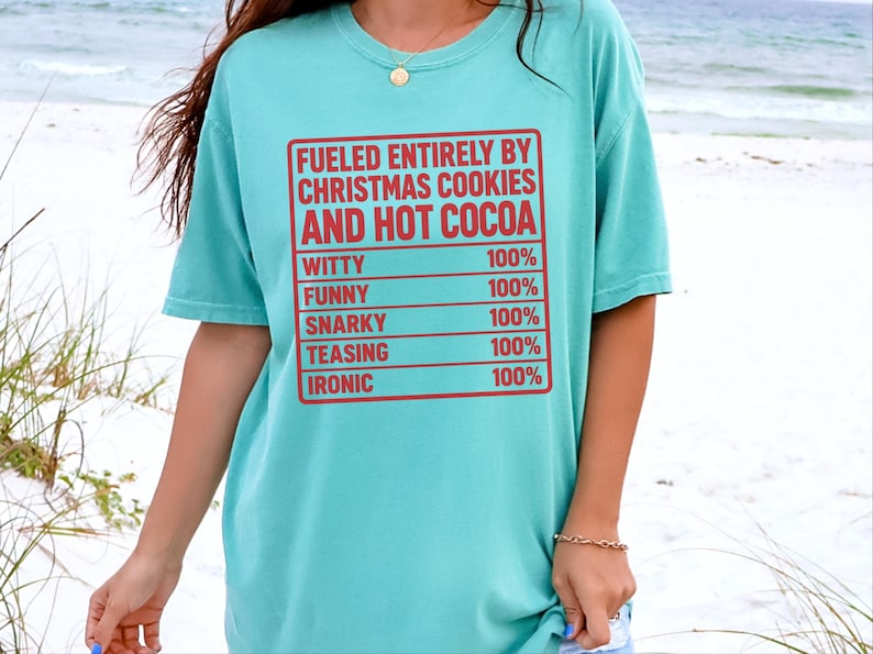 Funny Christmas Shirt, Nutrition Facts Tee, Christmas Cookie Lover Gift, Hot Cocoa Sweatshirt, Sarcastic Holiday Apparel image 1