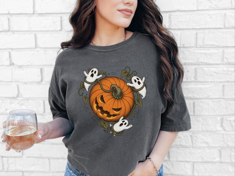 Camiseta de temporada espeluznante, camiseta de calabaza, calabaza de Halloween, camiseta de fantasma, camiseta para fiesta de Halloween, regalo de Halloween imagen 9