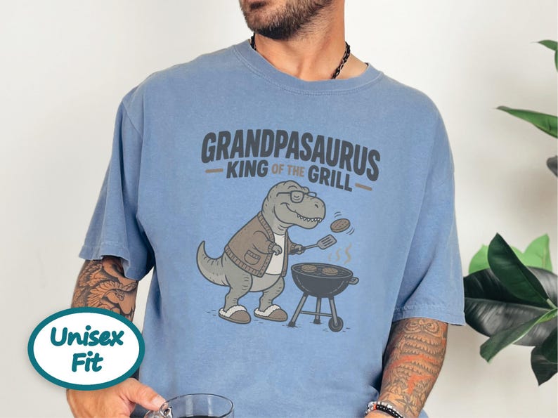 Grandpasaurus King Of Grill Shirt, Father's Day Grandpa Gift, Grill Master Tee, BBQ Lover Shirt, Funny Grandpa T-Shirt image 4
