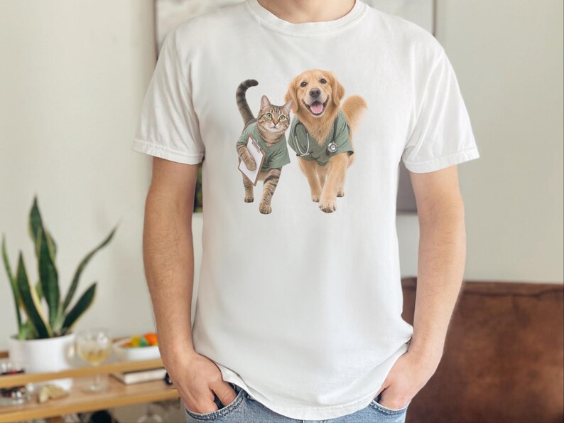 Veterinarian Shirt, Vet Tech Gift, Veterinary Clinic Tee, Golden Retriever Shirt, Tabby Cat Lover Gift, Veterinary Medicine Sweatshirt image 9
