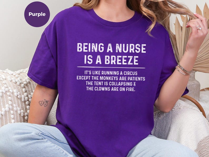 T-shirt humoristique sur le thème des infirmières, « Être infirmière, c'est facile », T-shirt drôle pour infirmières sarcastiques, Humour hospitalier, T-shirt « Pas mon singe », Anniversaire médical image 1