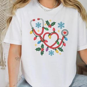 Nurse Christmas Sweatshirt, Holiday Nurse Shirt, Festive Medical Worker Crewneck, Christmas Lights Nurse image 9