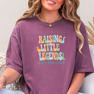 Comfort Colors Boy Mom Sweatshirt, Raising Little Legends Boy Mom Club Tee, Prehistoric Brontosaurus Dinosaur Lover Clothing, Boy Mama Gifts image 10