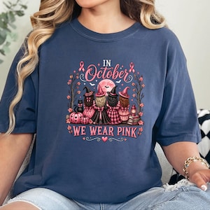 En octobre, on porte du rose ! T-shirt, cadeau d’Halloween pour la sensibilisation au cancer du sein, T-shirt de sorcière au ruban rose, Équipe de soutien aux personnes atteintes de cancer image 10