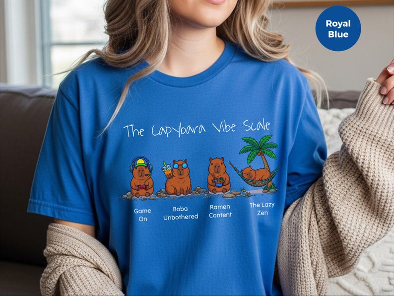 Capybara Gaming Shirt, Vibe Scale Gamer Boba Ramen Relaxing Tee, Level Up Tee | Funny Boba Tea, Japanese Ramen Lover, Youth Birthday Gift image 1