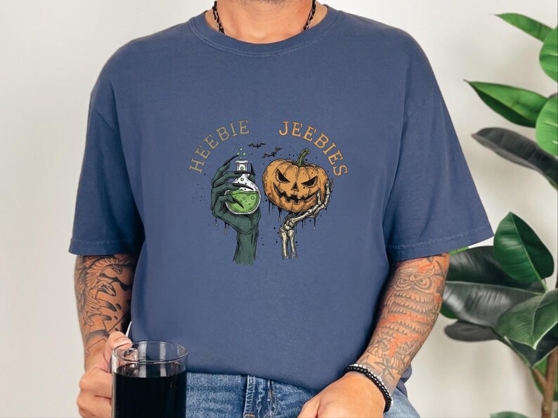 Comfort Colors Halloween Potion Heebie Jeebies Shirt, Witchy Skeleton Hands Tee, Jack O Lantern Spooky Season, Gothic Vintage Fall Graphic image 6