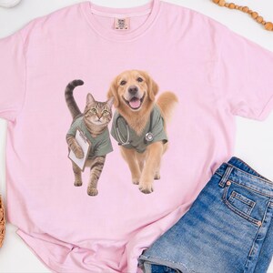 Veterinarian Shirt, Vet Tech Gift, Veterinary Clinic Tee, Golden Retriever Shirt, Tabby Cat Lover Gift, Veterinary Medicine Sweatshirt image 1