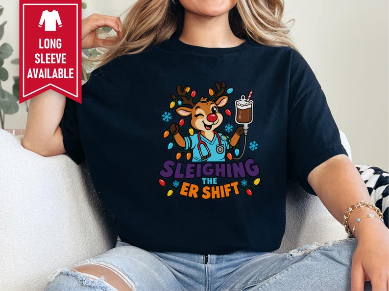 Er Christmas Shirt, Sleighing The Er Shift Nurse Top, Emergency Room Gift, Christmas Nurse Sweatshirt, Medical Staff Tee, Holiday Rn Gift image 6
