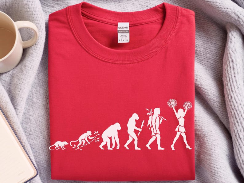 Evolution Of A Cheerleader T-Shirt, Funny Science Cheerleading Spirit Wear, Gameday School Team, Unisex Activewear, Evolution Shirt image 8