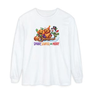 Hallothanksmas Shirt, Funny Holiday Mashup Sweatshirt, Spooky Stuffed And Merry Tee, Holiday Gift image 14