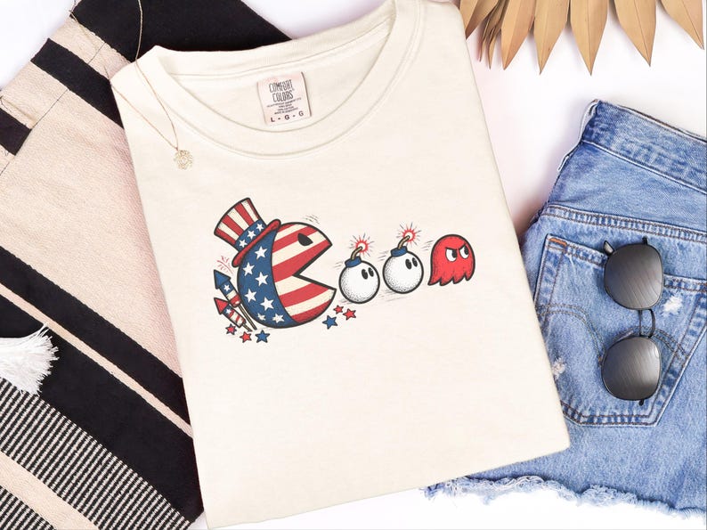 Patriotic Arcade Tee, 4th Of July Fourth, Funny Patriotic Tee, Retro Video Game, Gamer Gift For Him image 5