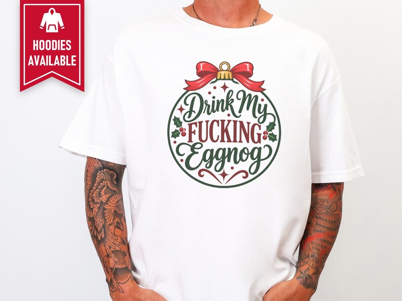 Funny Christmas Ornament, Offensive Christmas Gift, Adult Humor Holiday Decor, Secret Santa Gag Gift, Rude Christmas Bauble, Drink My Eggnog image 6