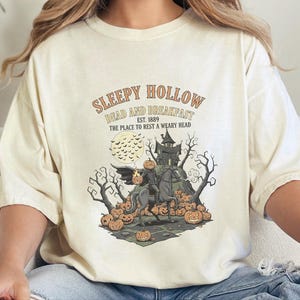 Comfort Colors Headless Horseman Shirt, Sleepy Hollow Dead And Breakfast Tee, Horror Movie Lover Gift, Gothic Haunted House Art image 4