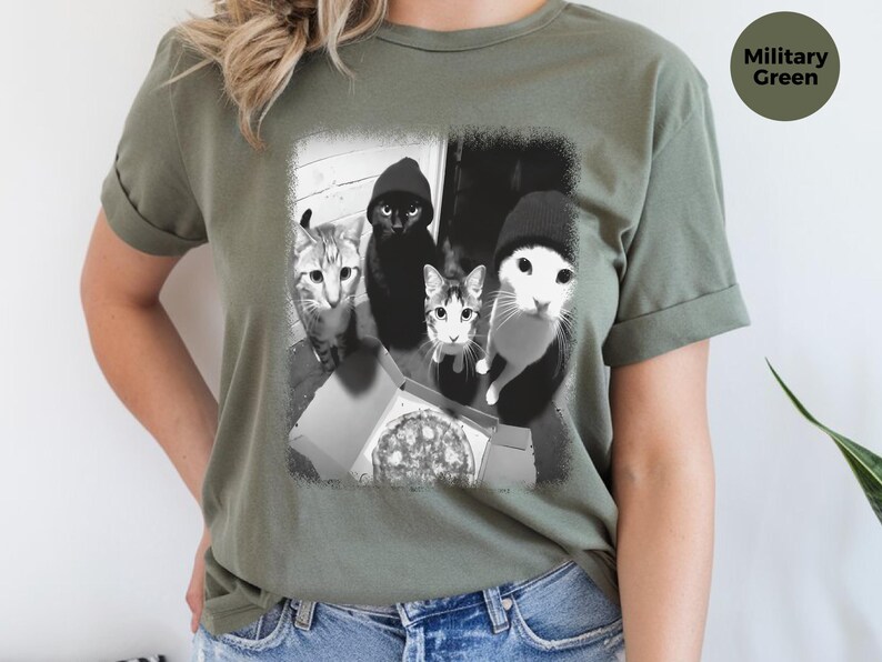 Funny Cat Shirt | Cat Doorbell Pizza Box Tee, Feline Graphic Apparel image 4