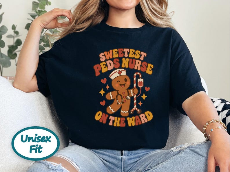 Christmas Pediatrics Nurse Shirt, Festive Nurse Gift, Sweetest Peds Nurse On The Ward, Holiday Medical Crewneck, Pediatric RN Sweater image 10